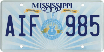 MS license plate AIF985