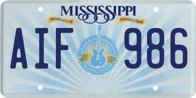 MS license plate AIF986