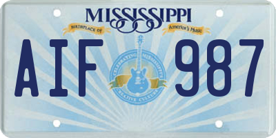 MS license plate AIF987
