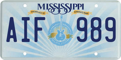 MS license plate AIF989