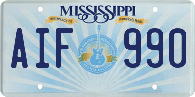 MS license plate AIF990