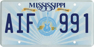MS license plate AIF991