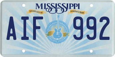 MS license plate AIF992