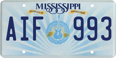 MS license plate AIF993