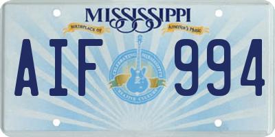 MS license plate AIF994