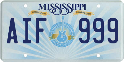 MS license plate AIF999