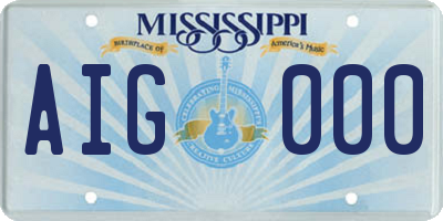 MS license plate AIG000