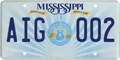 MS license plate AIG002