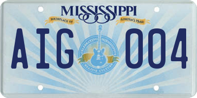 MS license plate AIG004