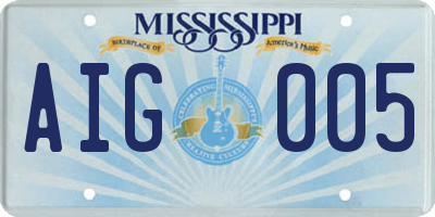 MS license plate AIG005