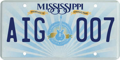 MS license plate AIG007