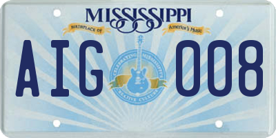 MS license plate AIG008