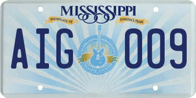 MS license plate AIG009