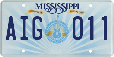 MS license plate AIG011