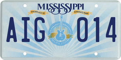 MS license plate AIG014