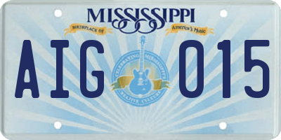 MS license plate AIG015