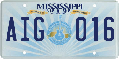 MS license plate AIG016