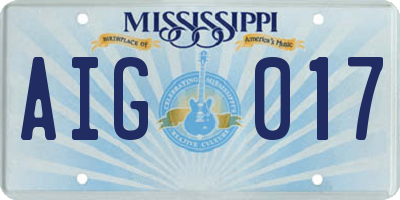 MS license plate AIG017