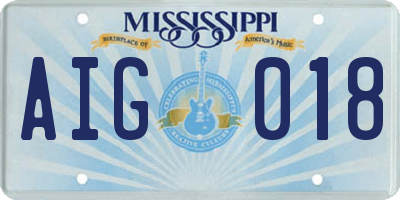 MS license plate AIG018