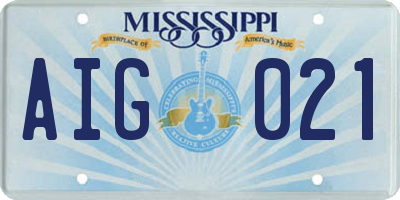 MS license plate AIG021
