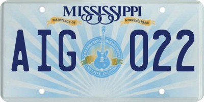 MS license plate AIG022