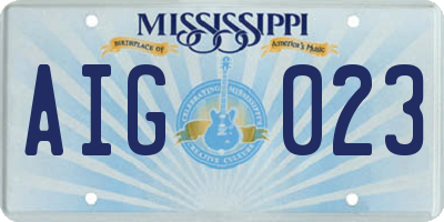 MS license plate AIG023