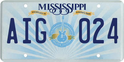 MS license plate AIG024