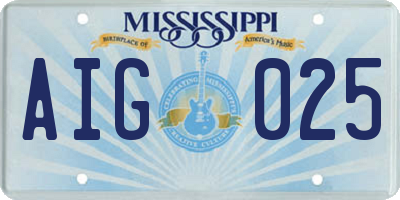 MS license plate AIG025