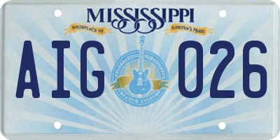MS license plate AIG026