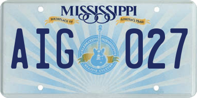MS license plate AIG027