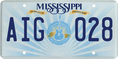 MS license plate AIG028