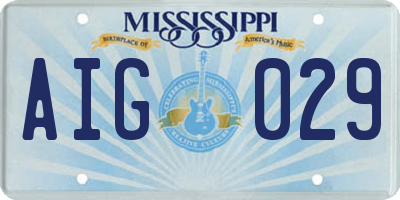 MS license plate AIG029