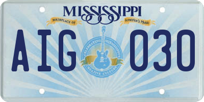 MS license plate AIG030