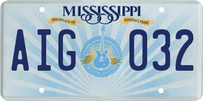 MS license plate AIG032