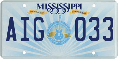 MS license plate AIG033