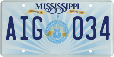 MS license plate AIG034