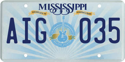 MS license plate AIG035