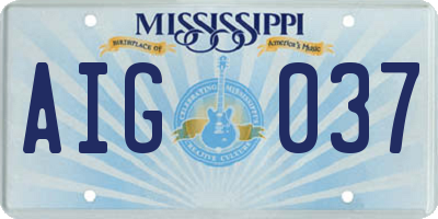 MS license plate AIG037