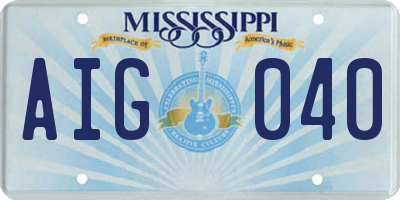 MS license plate AIG040