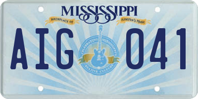 MS license plate AIG041