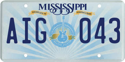 MS license plate AIG043