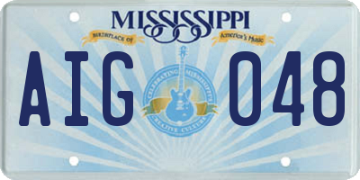 MS license plate AIG048