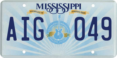 MS license plate AIG049