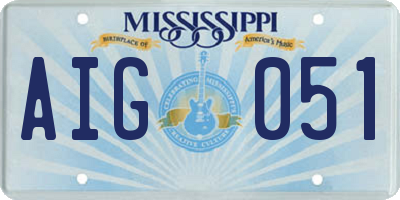 MS license plate AIG051