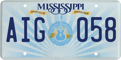 MS license plate AIG058