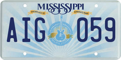MS license plate AIG059