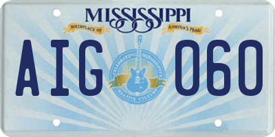 MS license plate AIG060