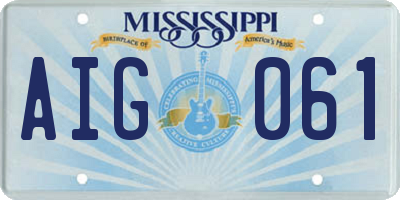 MS license plate AIG061