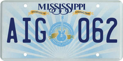 MS license plate AIG062