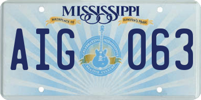 MS license plate AIG063